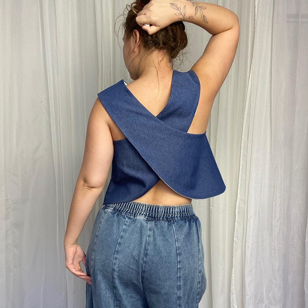 Open back top Sewing Pattern, Wrap-around back top, Summer top Pattern, Y2K stylish Top Pattern, draped top | US 6-16 | A4, Letter, Plotter