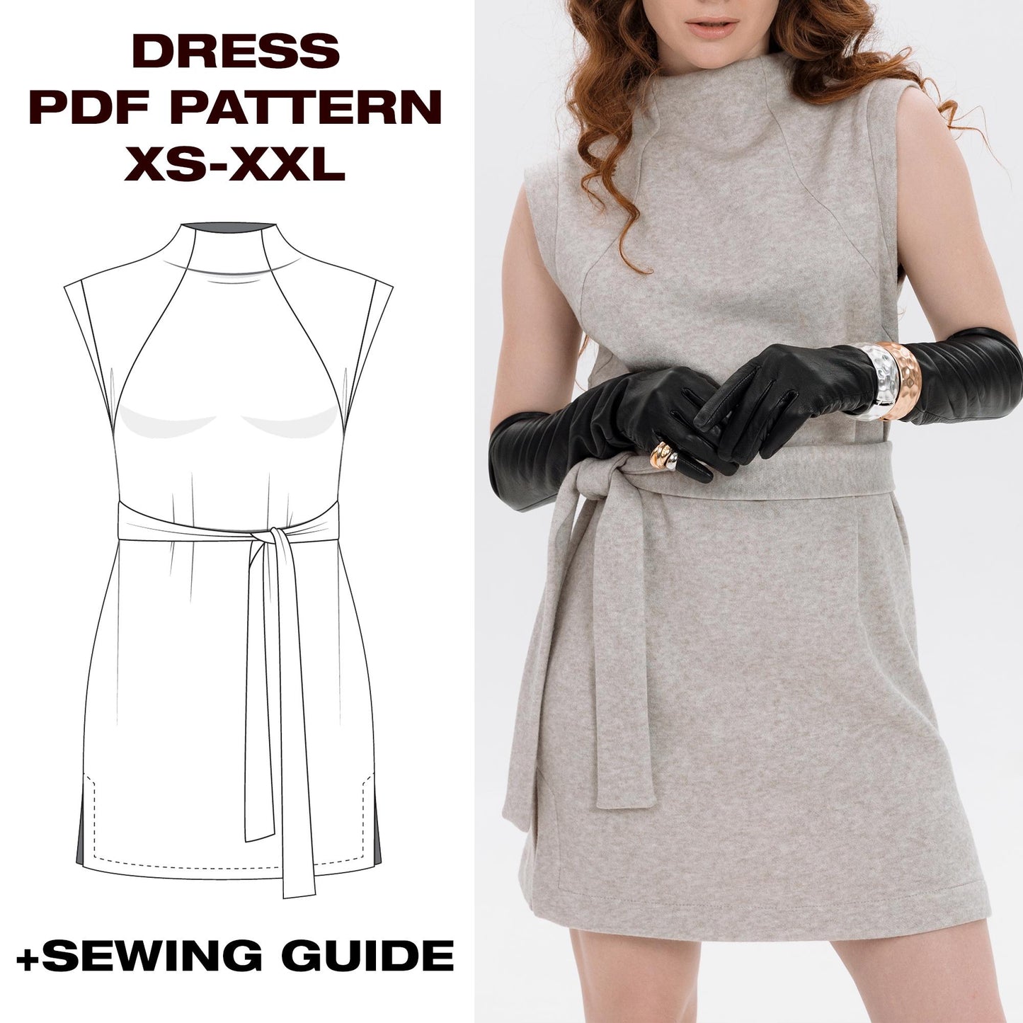 Summer Mini Dress Sewing Pattern | A-Line | Sleeveless | Wedding Guest Dress | US 6-16