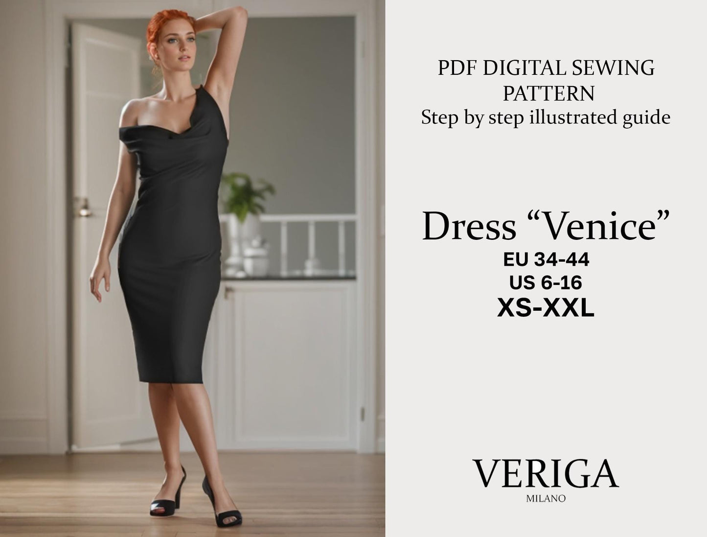 Cowl Neck Dress Pattern – Bias Cut Bridesmaid & Silk Slip Dress PDF for Evening