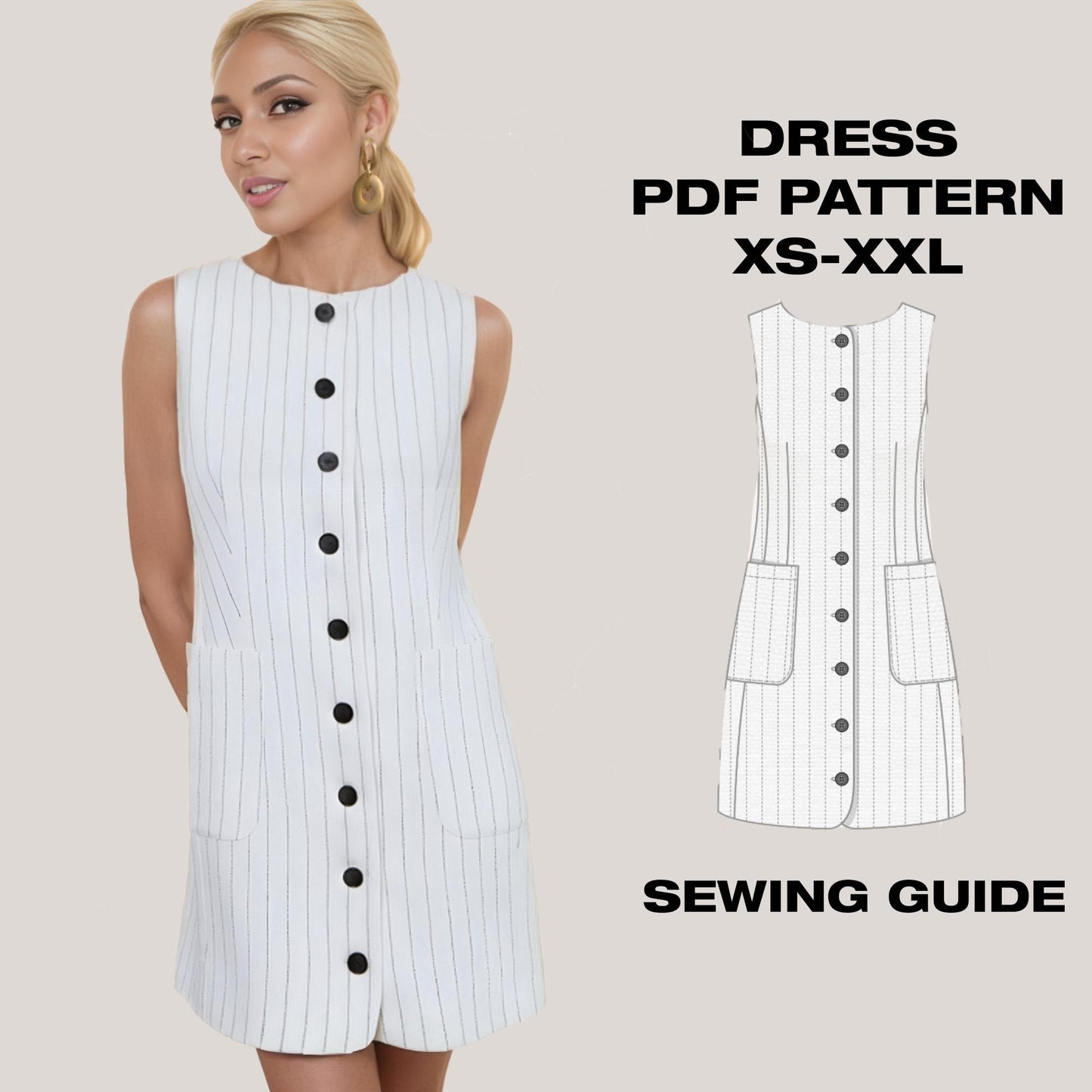 Bodice A-Line Mini Dress Sewing Pattern – Women’s & Girls Sizes XS-2XL