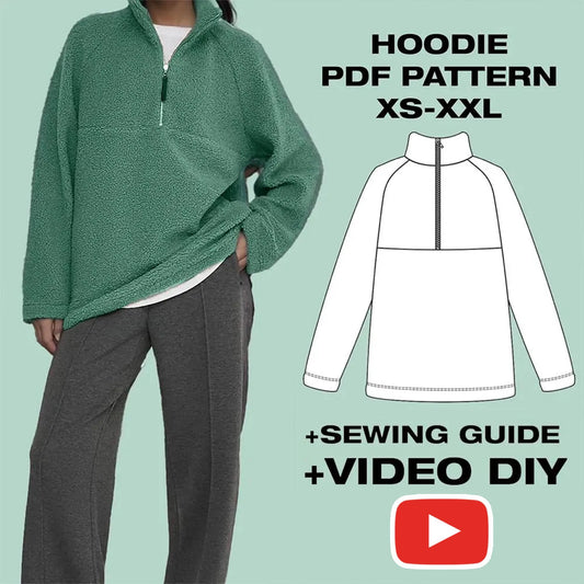 Hoodie sewing pattern | Anorak sewing pattern | Warm pattern | PDF Pattern | XS - XXL | A4, Plotter, letter | Hoodie Schnittmuster
