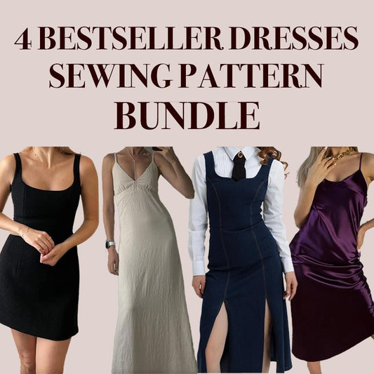Beginner Summer Dress Pattern Bundle | 4 Easy Patterns | Naples dress | A Line Dress | Midi Denim dress | Slip dress | XS-XXL | US2-12