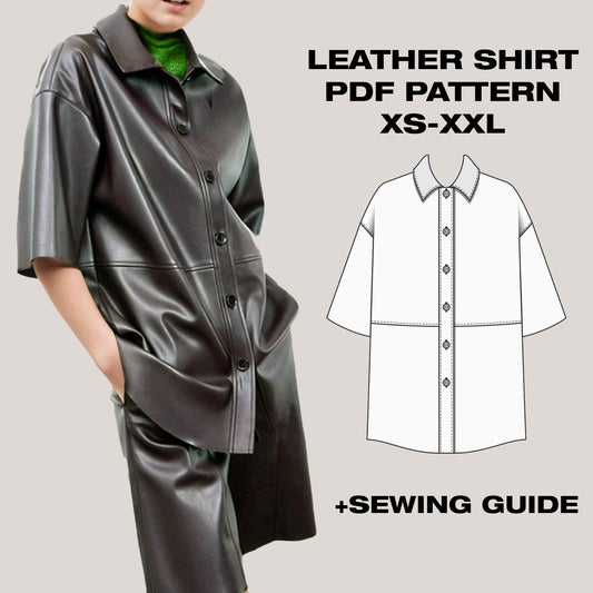 Leather Shirt Pattern | Shirt | XS–2XL (US 6–16 / EU 34–48)