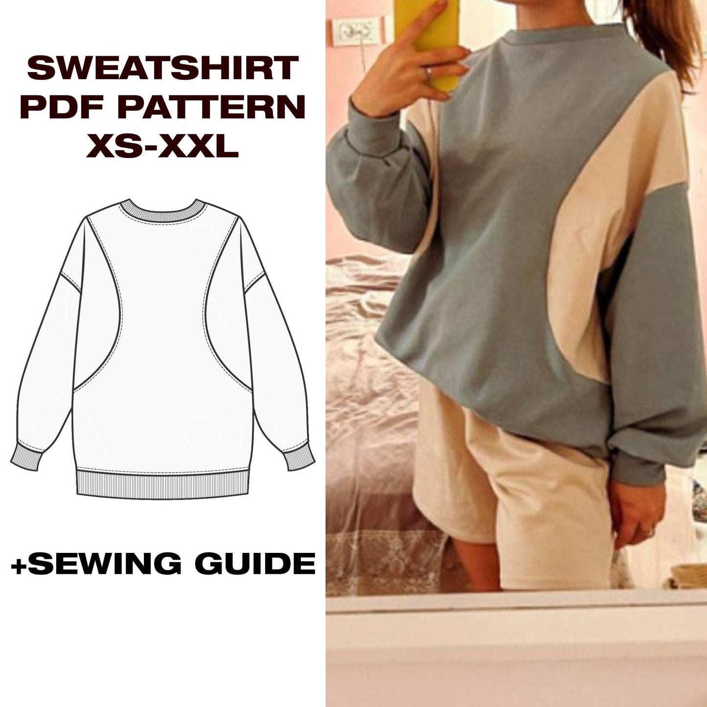 Oversized Hoodie Sewing Pattern | Sweatshirt | XS–XXL (US 6–16 / EU 34–44)