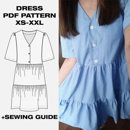 Summer A-Line Dress Pattern with Ruffles | Dress | XS–XXL (US 6–16 / EU 34–44)
