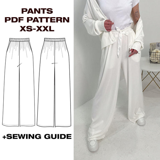 Wide-Leg Trousers Sewing Pattern | Straight Silhouette | XS-XXL