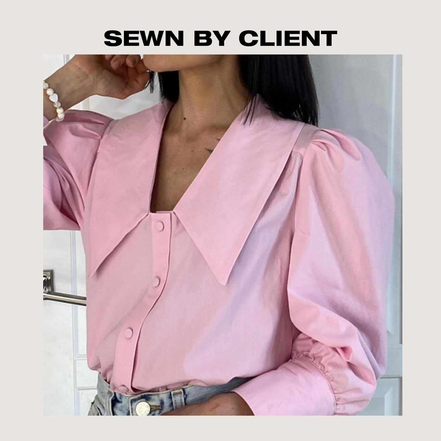 Summer Puffed Sleeve Peplum Tie Top Sewing Pattern | Collared Shirt Top | XS-XXL