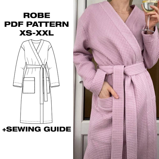Kimono Long Robe Sewing Pattern | Wrap Robe for Women | Sleep &amp; Bathrobe | XS-XXL