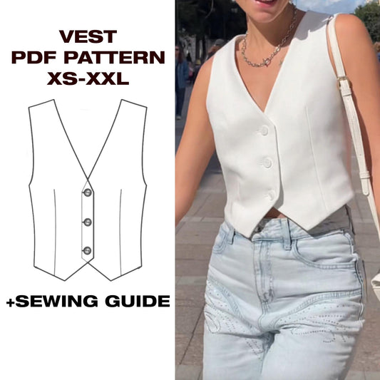Women's Classic Vest Sewing Pattern | Fitted Buttoned Vest | DIY Tailored Vest PDF | Waistcoat Jacket