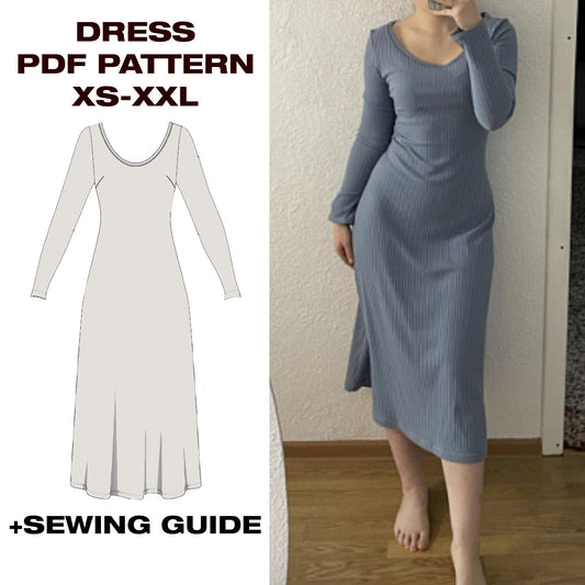 Boat Neck Maxi Dress Pattern | Dress | XS–XXL (US 6–16 / EU 34–44)