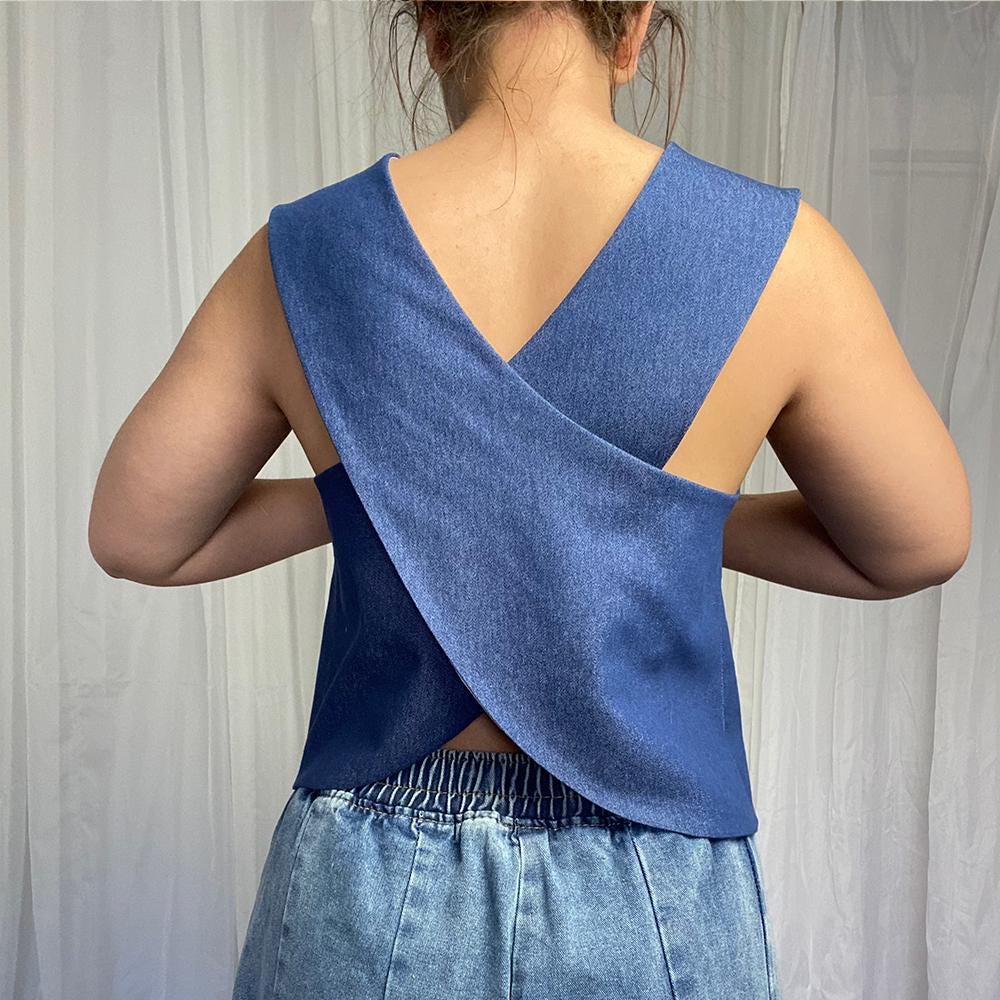 Open back top Sewing Pattern, Wrap-around back top, Summer top Pattern, Y2K stylish Top Pattern, draped top | US 6-16 | A4, Letter, Plotter