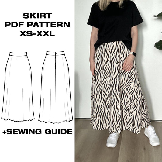 High Waist A-Line Skirt Pattern | Skirt | XS–XXL (US 6–16 / EU 34–44)