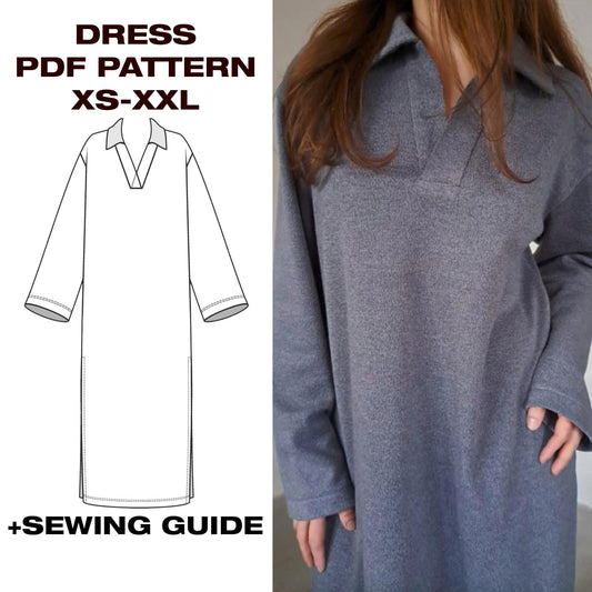 Parma Dress Sewing Pattern | Elegant V-Neck Dress | US 6-16