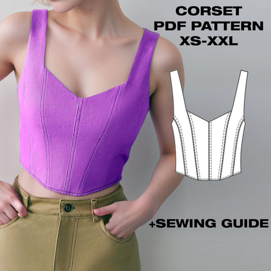 Overbust Sweetheart Corset Sewing Pattern | Back Zip | US 6-16