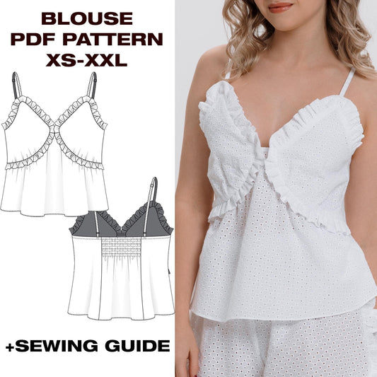 Summer Ruffle Top Pattern | Top | XS–XXL (US 2–12 / EU 34–44)