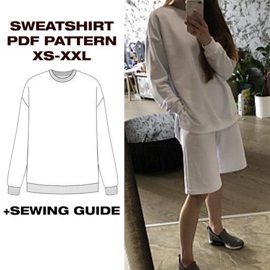 Oversized Sweatshirt Sewing Pattern | Pullover | Drop Shoulder Hoodie | XS–XXL (US 6–16 / EU 34–48)