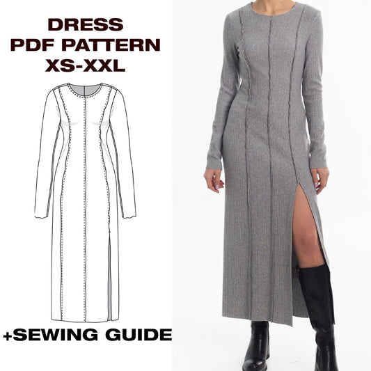 Summer & Autumn Dress Sewing Pattern | Vertical Seams Dress | Girls & Women | US 6-16