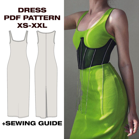 Fitted Knit Midi Dress Pattern | Dress | XS–2XL (US 6–16 / EU 34–44)