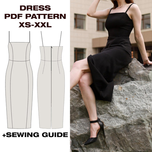 Leather Cosplay Dress Sewing Pattern | Square Neck Summer Dress | US 6-16