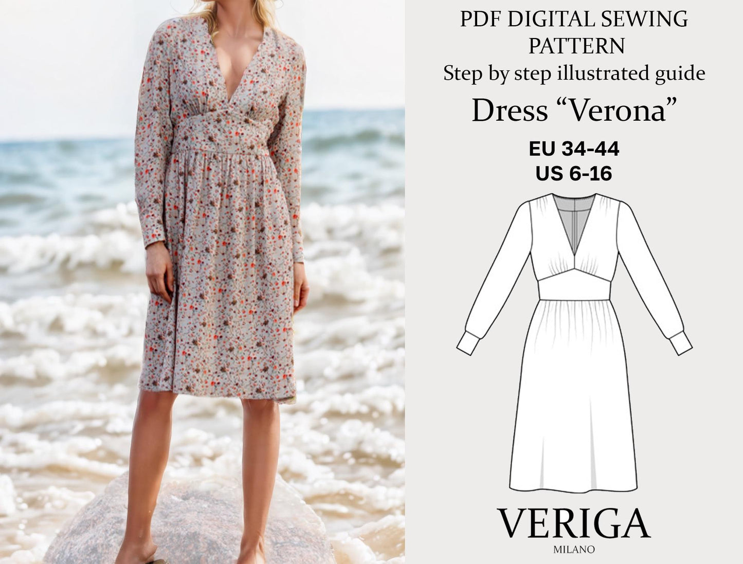 Verona Dress Pattern | Dress | XS–2XL (US 6–16 / EU 34–44)