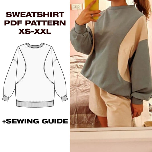 Large Hoodie with Seams | Sweatshirt Sewing Pattern | US 2-12