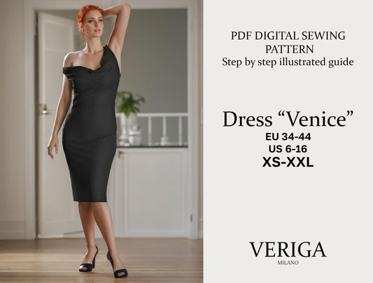 Cowl Neck Dress Pattern – Bias Cut Bridesmaid & Silk Slip Dress PDF for Evening