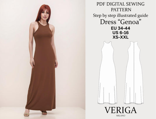 Bodycon Dress Pattern – Sleeveless Stretchy Dress PDF Sewing Pattern