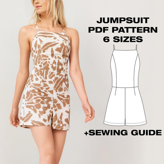 Backless Jumpsuit Sewing Pattern XS-XXL – Women’s Romper PDF Pattern