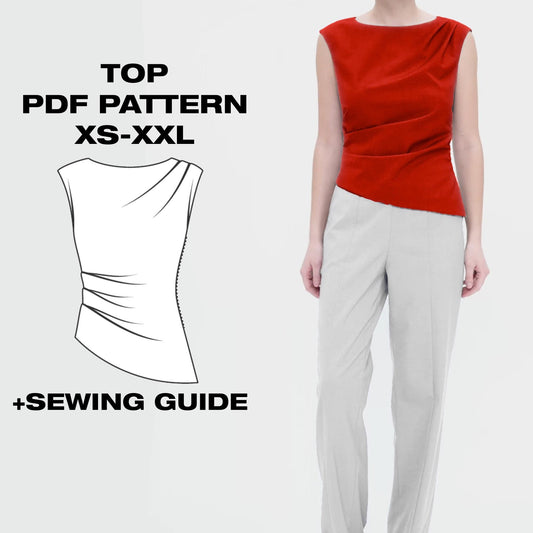 Pleated Top Sewing Pattern –  Draped Summer Top PDF Pattern
